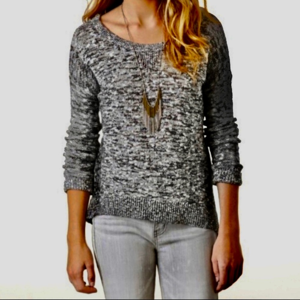 AMERICAN EAGLE OUTFITTERS Fireside Marled Speckled Sweater with Gold Thread S